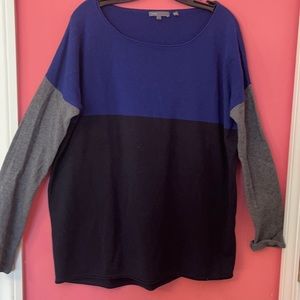 VINCE Wool/Cashmere Color Block Tunic Sweater L